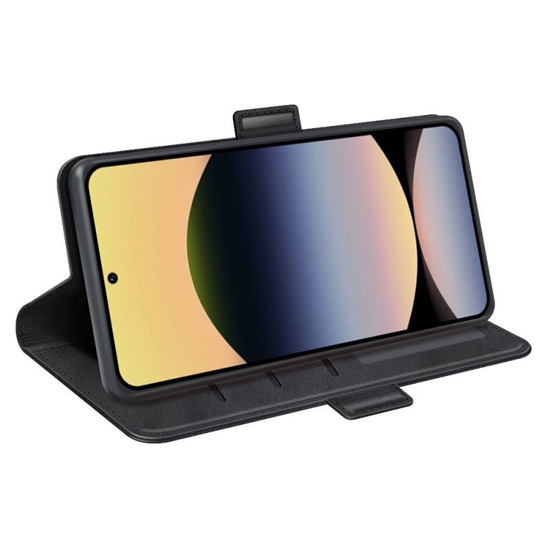 Lærdeksel Folio Deksel Xiaomi Redmi Note 14s Mobildeksel Dobbel Magnetlås