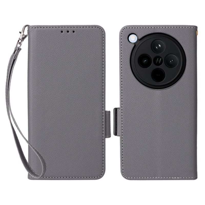 Lærdeksel Folio Deksel Oppo Find X8 Litchi-stropp I Kunstskinn