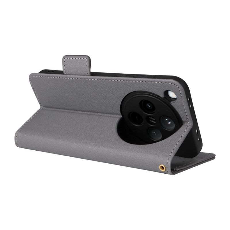 Lærdeksel Folio Deksel Oppo Find X8 Litchi-stropp I Kunstskinn