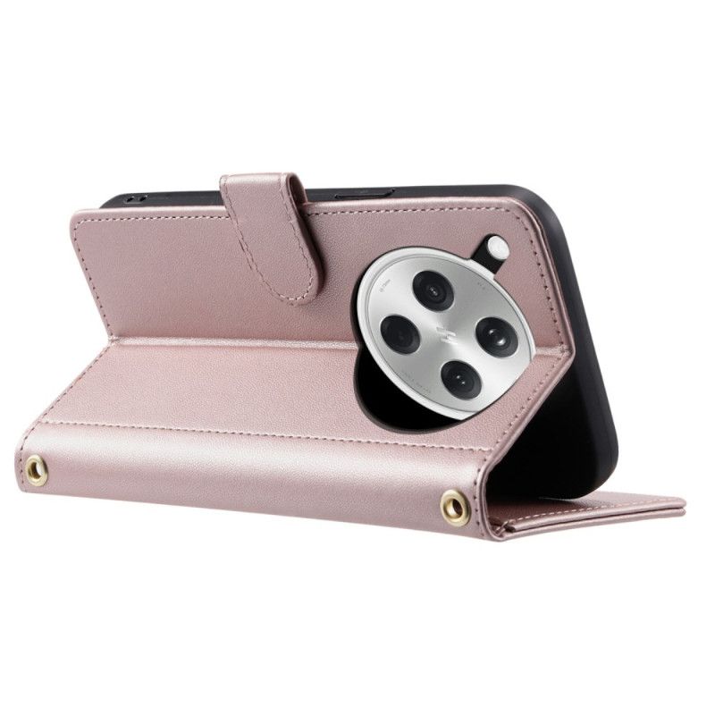 Lærdeksel Folio Deksel Oppo Find X8 Mobildeksel Vattert Med Stropp Og Skulderstropp