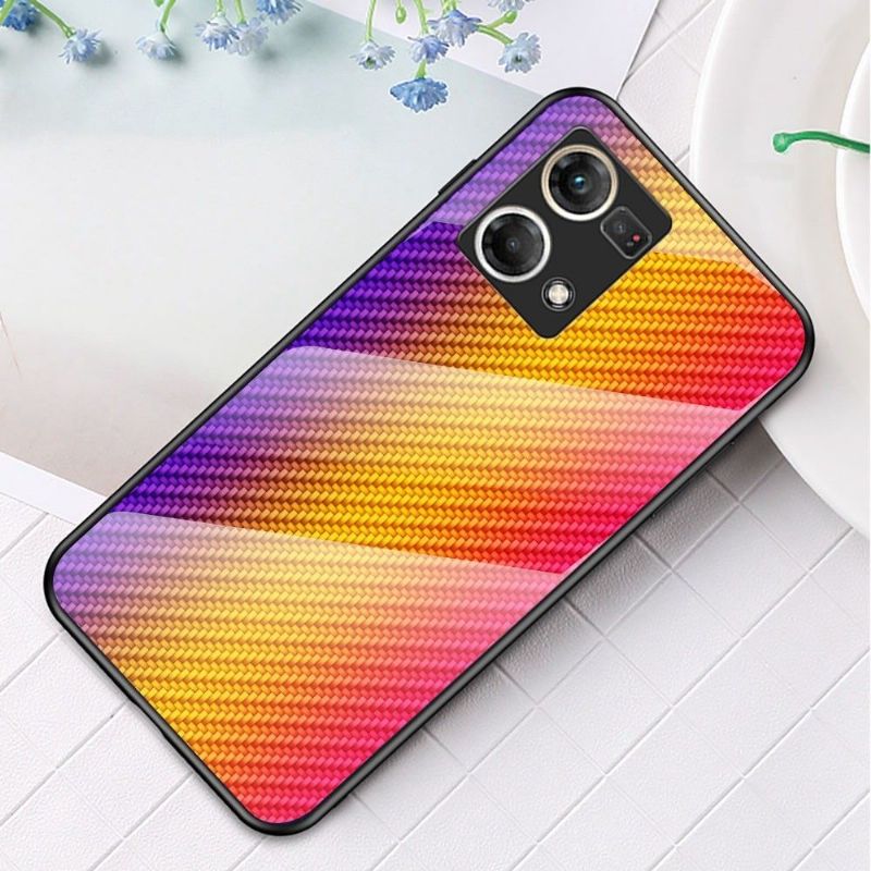 Deksel Til Oppo Reno 7 Herdet Glass I Karbonfiberstil