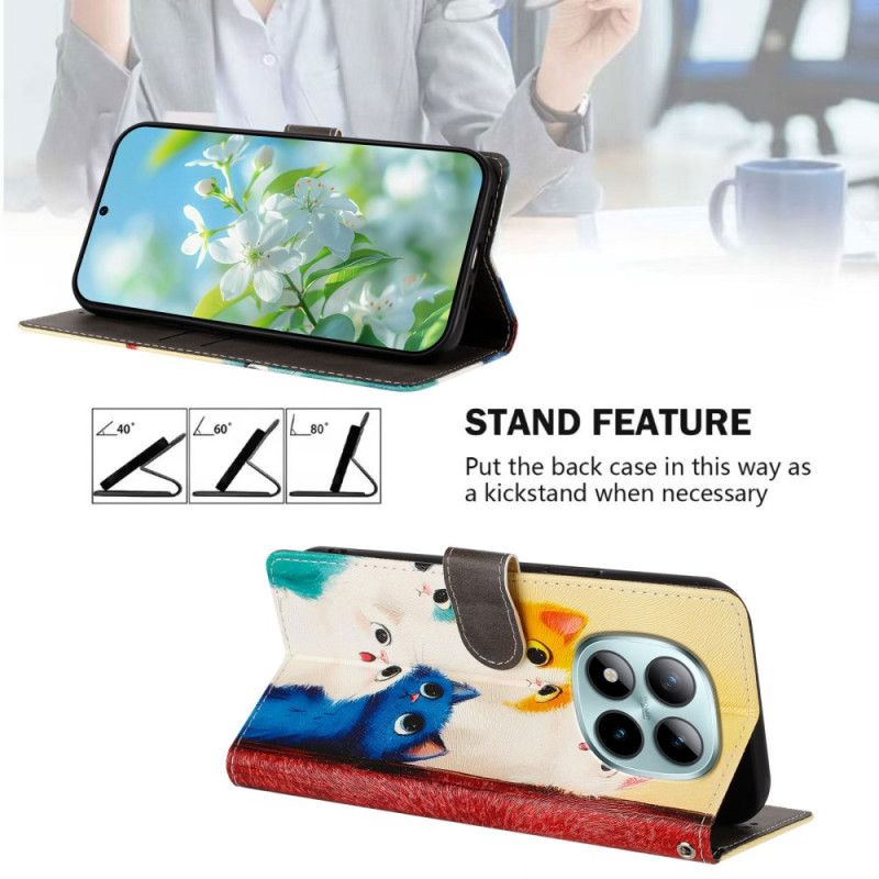 Folio Deksel Til Xiaomi Redmi Note 15 Pro Plus 5g Fargerike Katter