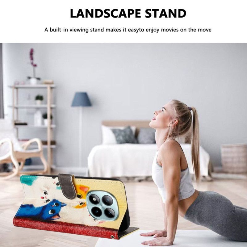 Folio Deksel Til Xiaomi Redmi Note 15 Pro Plus 5g Fargerike Katter