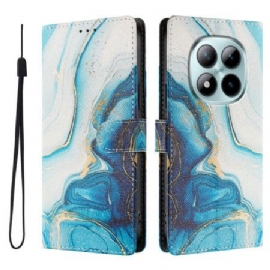 Folio Deksel Xiaomi Redmi Note 15 Pro Plus 5g Blå Marmor Beskyttelse Deksel