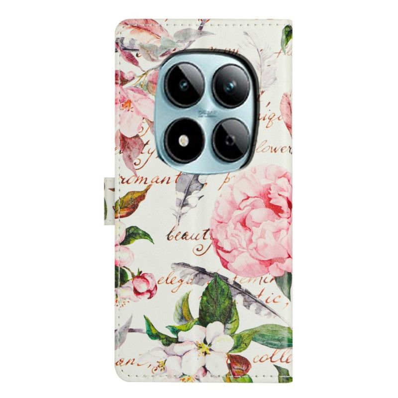 Folio Deksel Xiaomi Redmi Note 15 Pro Plus 5g Grønne Blomster Og Blader