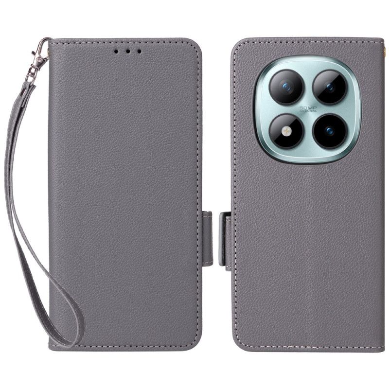 Folio Deksel Xiaomi Redmi Note 15 Pro Plus 5g Litchi-imitasjonsskinn Med Stropp Beskyttelse Deksel