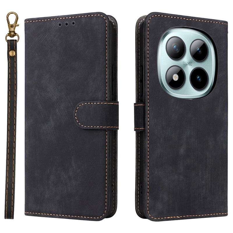 Folio Deksel Xiaomi Redmi Note 15 Pro Plus 5g Semsket Skinneffekt Med Stropp Beskyttelse Deksel