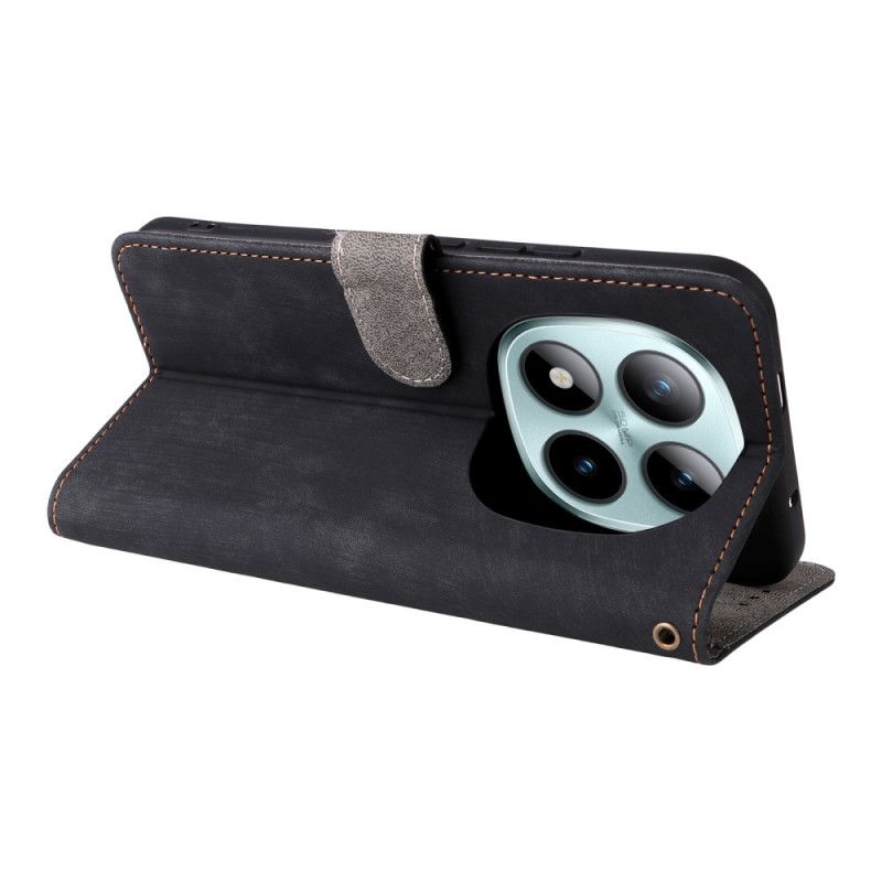 Folio Deksel Xiaomi Redmi Note 15 Pro Plus 5g Semsket Skinneffekt Med Stropp Beskyttelse Deksel