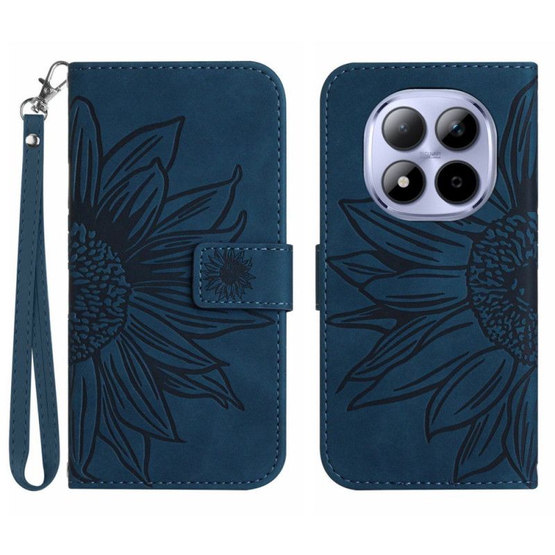 Folio Deksel Xiaomi Redmi Note 15 Pro Plus 5g Solsikketrykk Med Stropp Beskyttelse Deksel