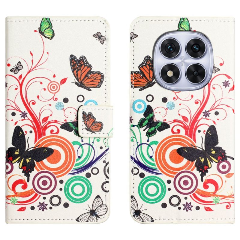 Folio Deksel Xiaomi Redmi Note 15 Pro Plus 5g Sommerfugler På Hvit Bakgrunn Beskyttelse Deksel