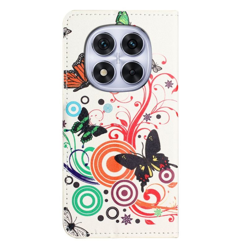 Folio Deksel Xiaomi Redmi Note 15 Pro Plus 5g Sommerfugler På Hvit Bakgrunn Beskyttelse Deksel