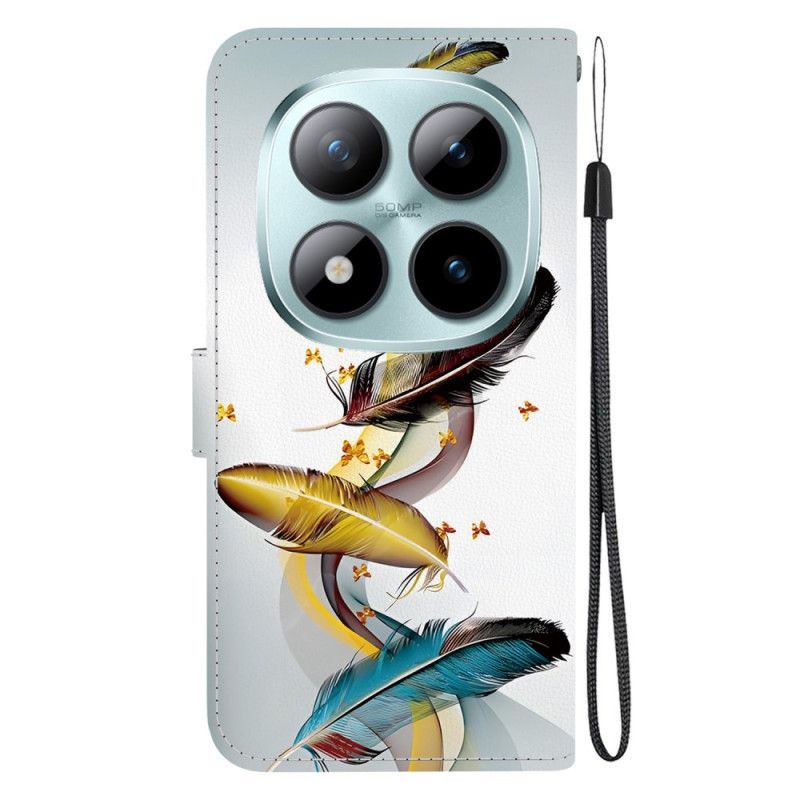 Lærdeksel Folio Deksel Xiaomi Redmi Note 15 Pro Plus 5g Fargerike Fjær