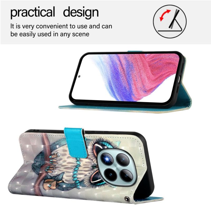 Lærdeksel Folio Deksel Xiaomi Redmi Note 15 Pro Plus 5g Grå Ugle