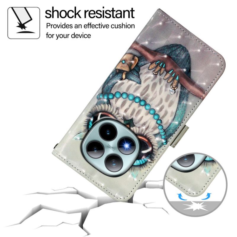 Lærdeksel Folio Deksel Xiaomi Redmi Note 15 Pro Plus 5g Grå Ugle