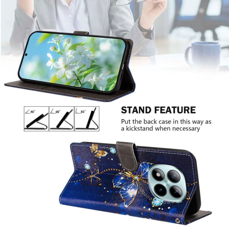 Lærdeksel Folio Deksel Xiaomi Redmi Note 15 Pro Plus 5g Mobildeksel Dyrebare Sommerfugler