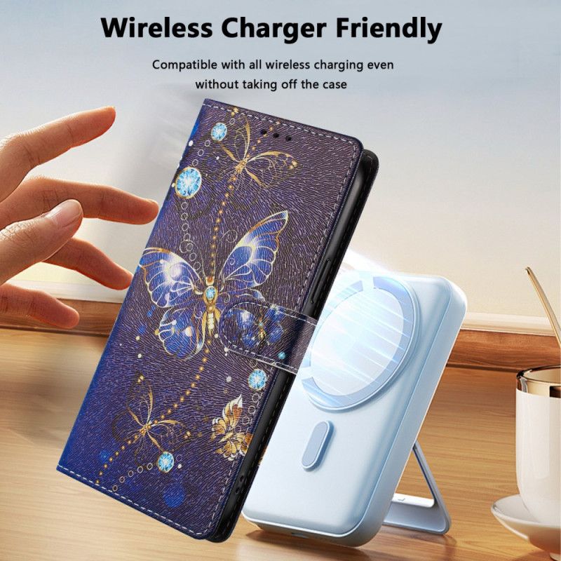 Lærdeksel Folio Deksel Xiaomi Redmi Note 15 Pro Plus 5g Mobildeksel Dyrebare Sommerfugler