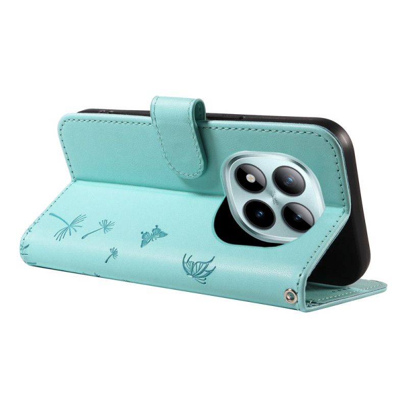 Lærdeksel Folio Deksel Xiaomi Redmi Note 15 Pro Plus 5g Mobildeksel Løvetannmønster Og Stropp