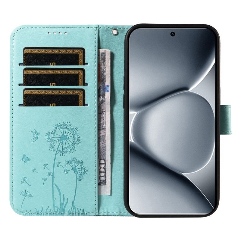 Lærdeksel Folio Deksel Xiaomi Redmi Note 15 Pro Plus 5g Mobildeksel Løvetannmønster Og Stropp