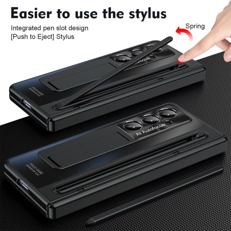 Deksel Samsung Galaxy Z Fold 7 Stativ Og Skjermbeskytter Med Metalleffekt