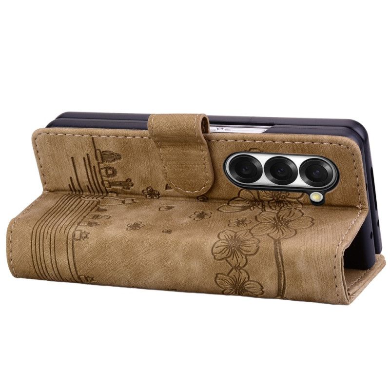 Folio Deksel Samsung Galaxy Z Fold 7 Kattemotiv Beskyttelse Deksel