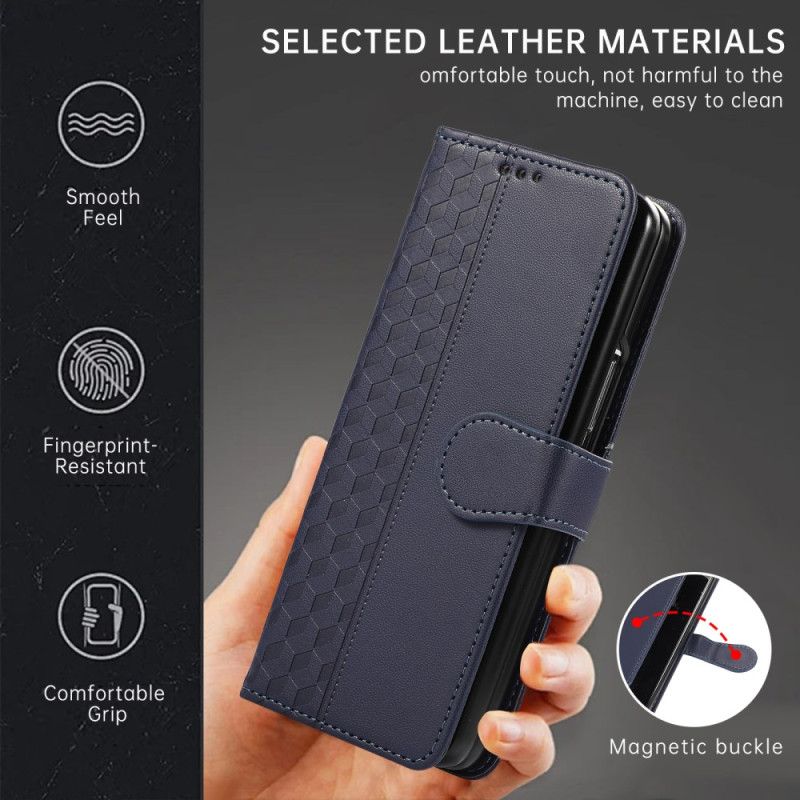 Folio Deksel Samsung Galaxy Z Fold 7 Preget Mønster Med Stropp