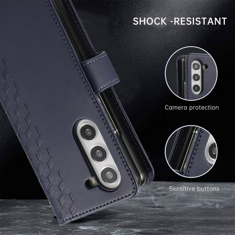 Folio Deksel Samsung Galaxy Z Fold 7 Preget Mønster Med Stropp