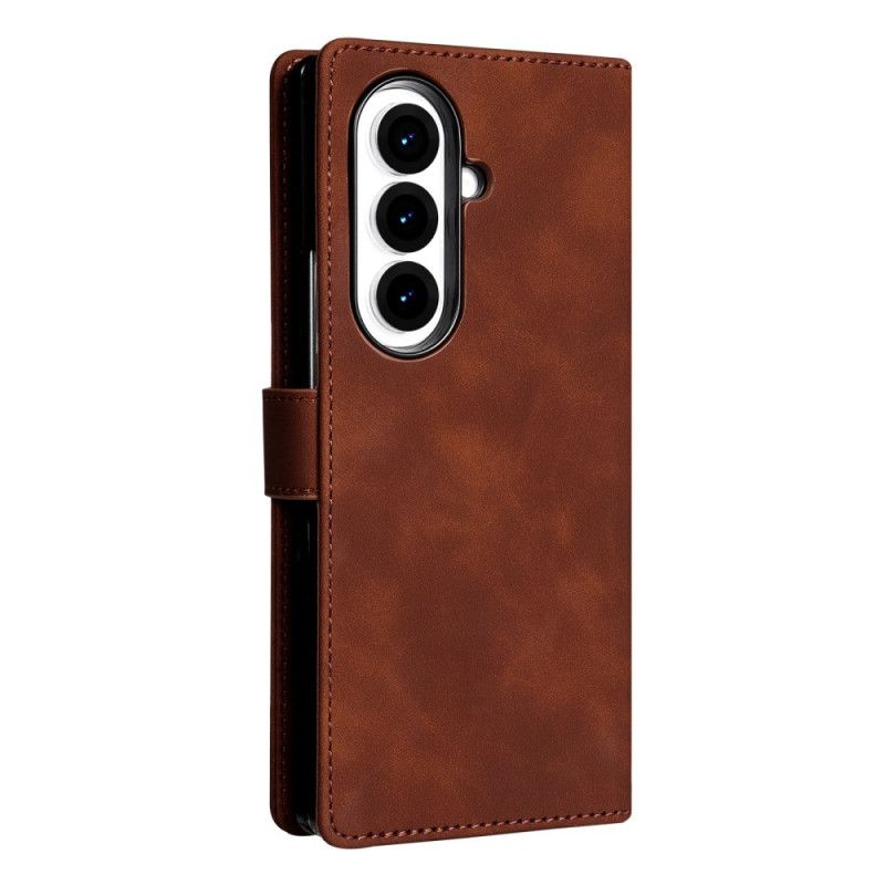 Lærdeksel Folio Deksel Samsung Galaxy Z Fold 7 Mobildeksel Azns Semsket Skinn-effekt