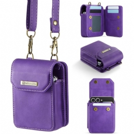 Case Etui Samsung Galaxy Z Flip 7 Fe Mobildeksel Satchel-stil Med Rfid-beskyttelse Og Skulderstropp