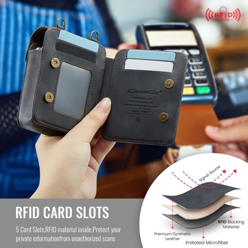 Case Etui Samsung Galaxy Z Flip 7 Fe Mobildeksel Satchel-stil Med Rfid-beskyttelse Og Skulderstropp