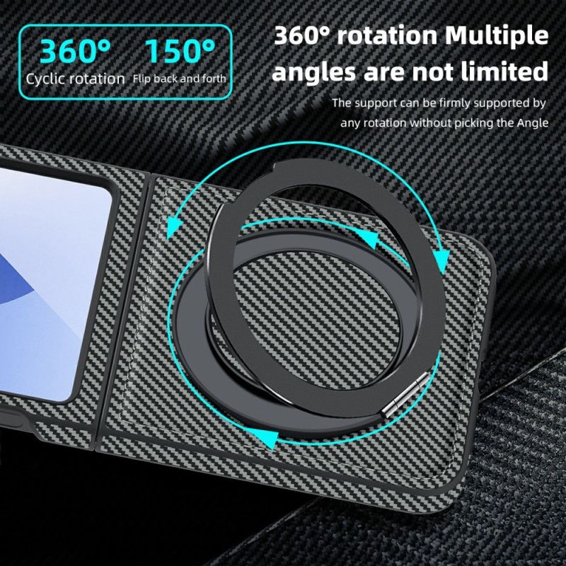 Deksel Samsung Galaxy Z Flip 7 Fe Magnetisk Karbonfiber Og Stativ