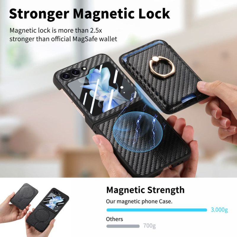 Deksel Samsung Galaxy Z Flip 7 Fe Mobildeksel Kortholder I Karbonfiber