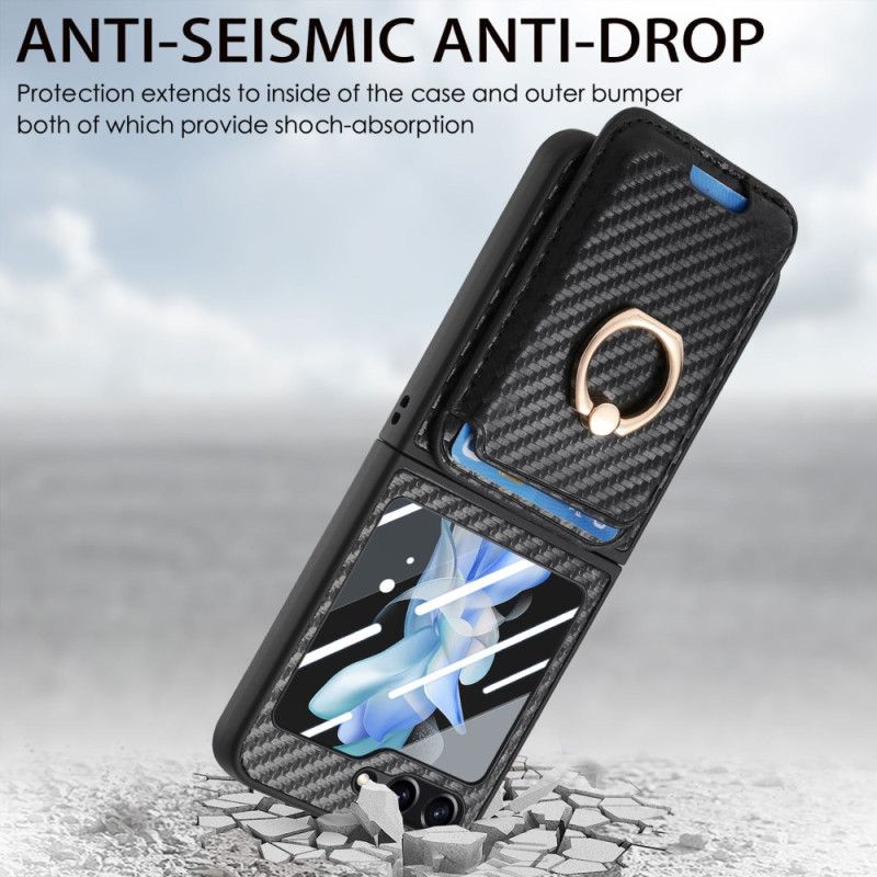 Deksel Samsung Galaxy Z Flip 7 Fe Mobildeksel Kortholder I Karbonfiber