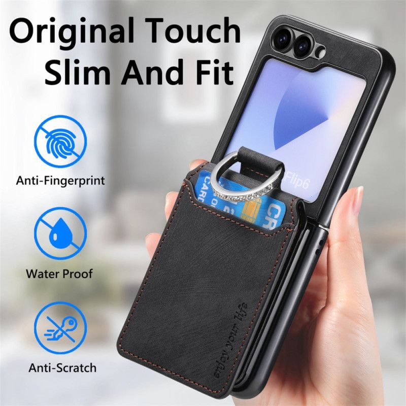 Deksel Samsung Galaxy Z Flip 7 Fe Mobildeksel Semsket Skinneffekt Med Kortholder