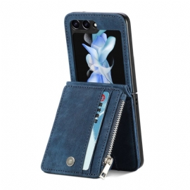 Deksel Samsung Galaxy Z Flip 7 Fe Retro Stativ Og Kortholder Med Glidelås