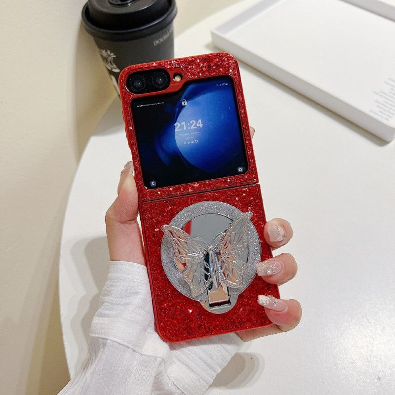 Deksel Samsung Galaxy Z Flip 7 Fe Rhinestone-sommerfuglstativ