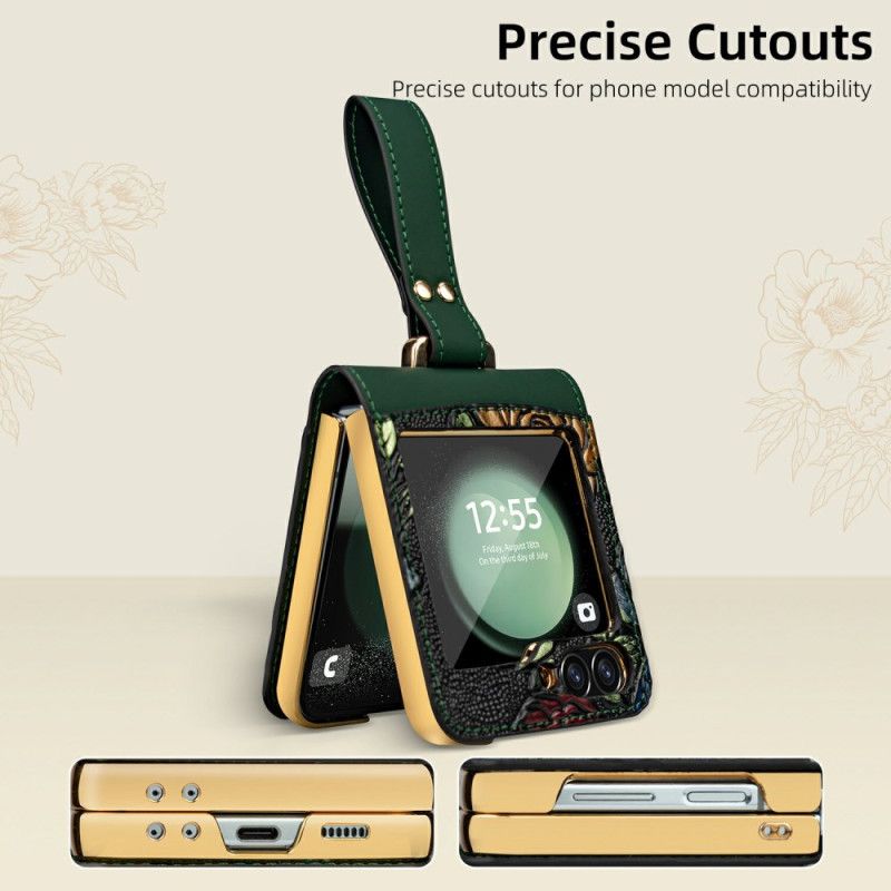 Deksel Samsung Galaxy Z Flip 7 Fe Skulderrem Med Blomsterdesign