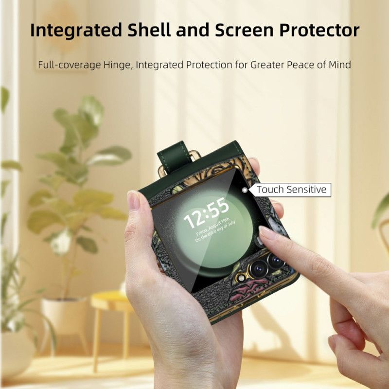 Deksel Samsung Galaxy Z Flip 7 Fe Skulderrem Med Blomsterdesign