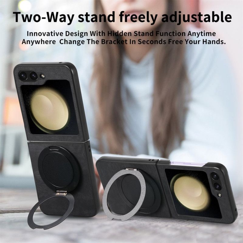 Deksel Til Samsung Galaxy Z Flip 7 Fe Semsket Skinneffekt Med Roterende Stativ