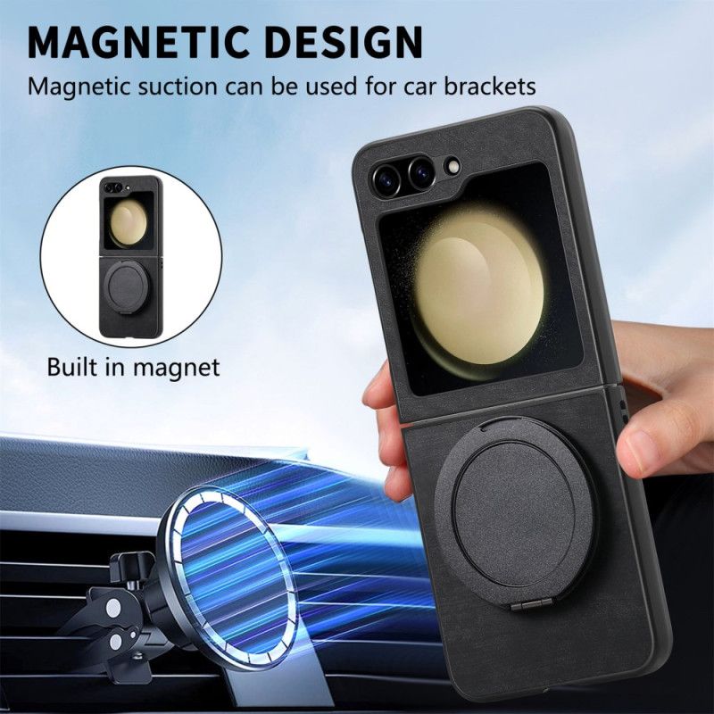 Deksel Til Samsung Galaxy Z Flip 7 Fe Semsket Skinneffekt Med Roterende Stativ