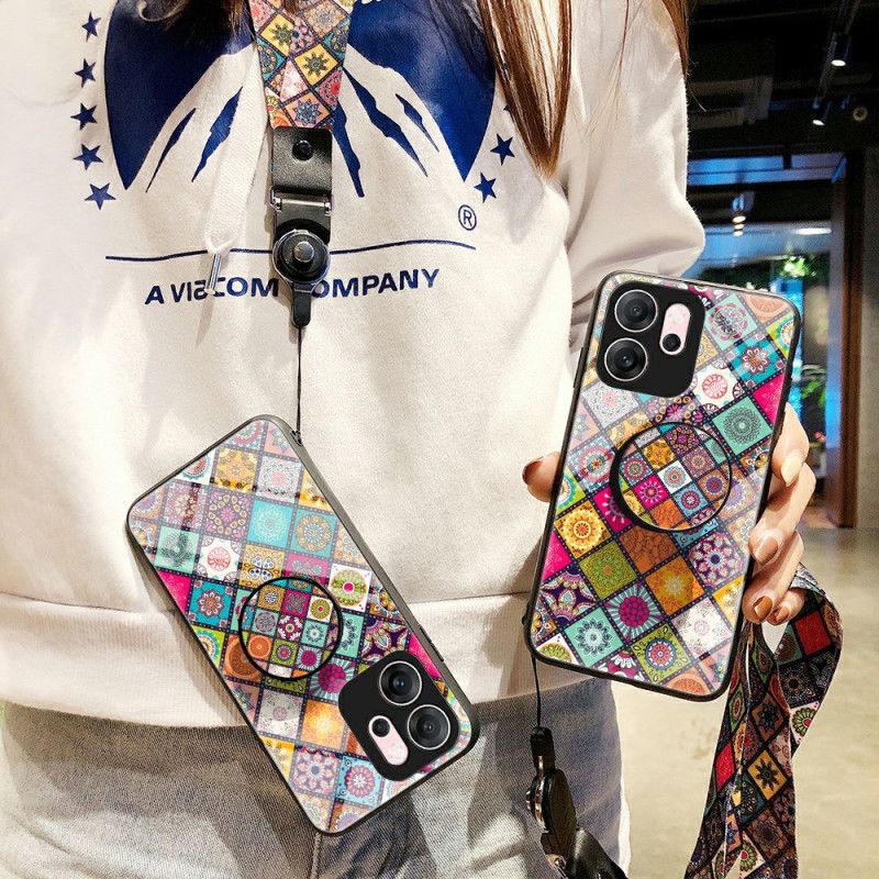 Deksel Oppo Reno 14f 5g Mobildeksel Patchwork-stativ Og Snor