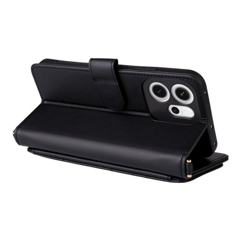 Folio Deksel Til Oppo Reno 14f 5g Premium Design Med Skulderstropp Og Snor