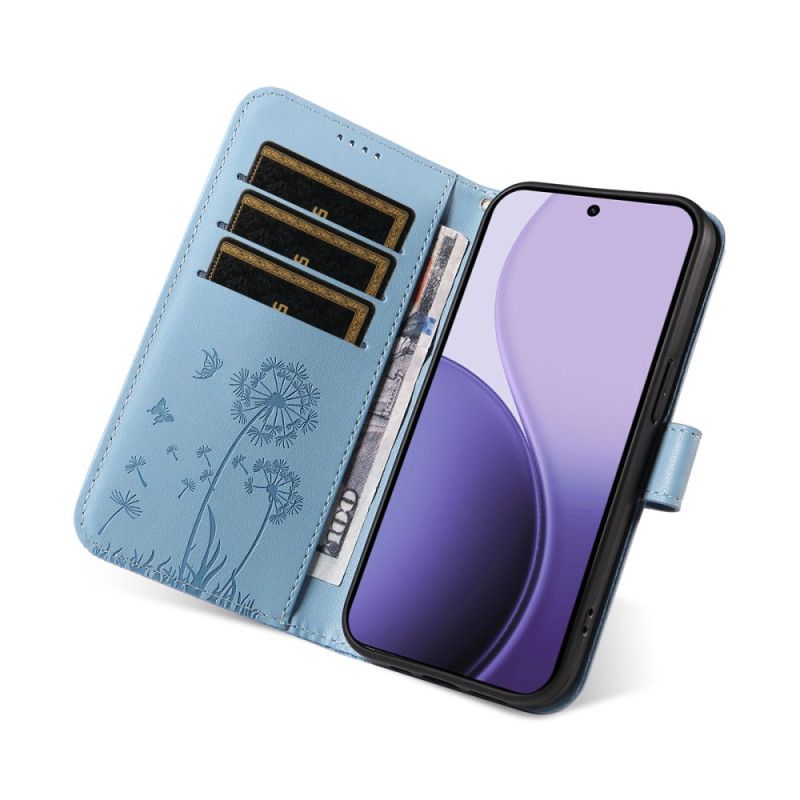 Lærdeksel Folio Deksel Oppo Reno 14f 5g Mobildeksel Løvetann Med Snor