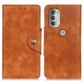 Folio Deksel Til Moto G51 5G Vintage Kunstskinn Og Knapp