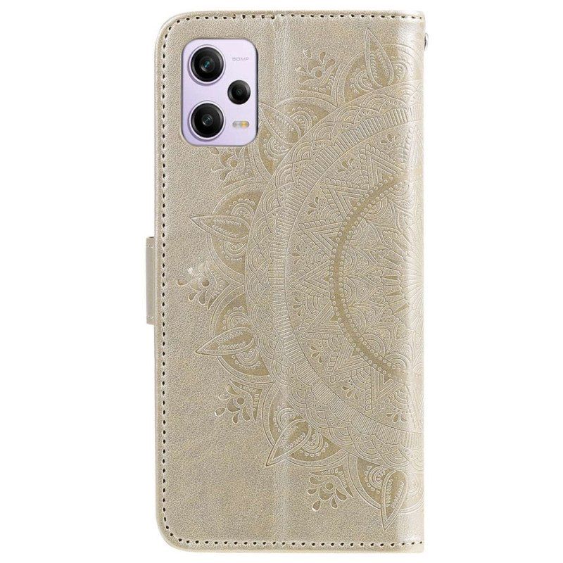 Lærdeksel Til Xiaomi Redmi Note 12 Pro Mandala Sun Med Snor