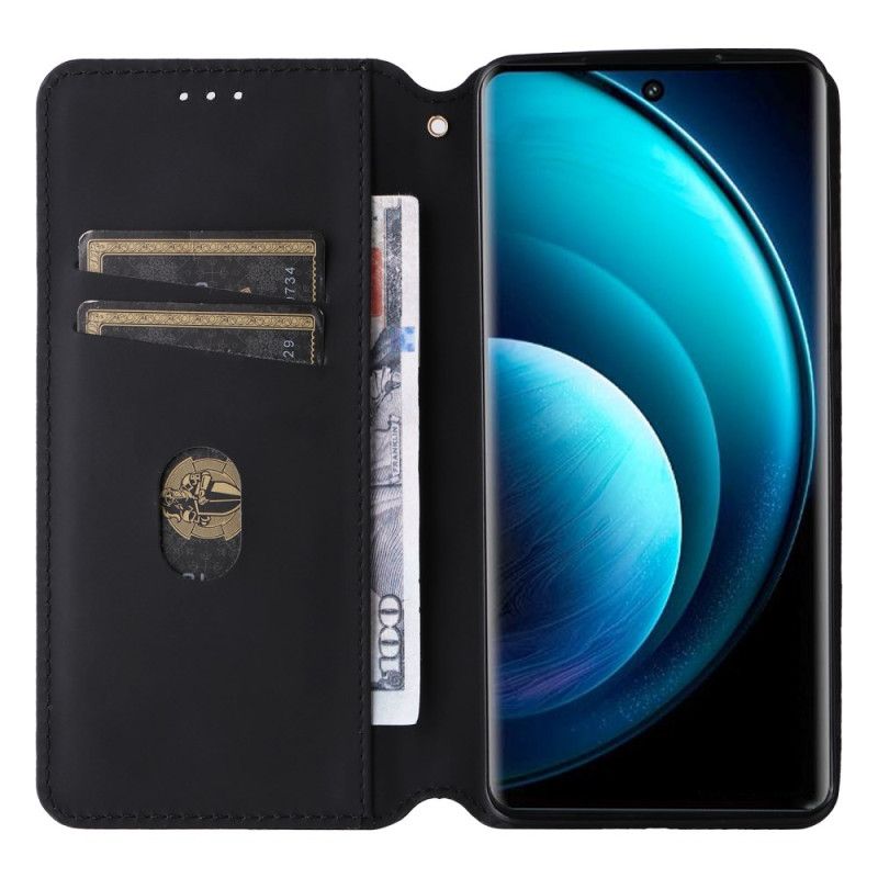 Lærdeksel Folio Deksel Vivo X100 Pro Mobildeksel Diamantmønster