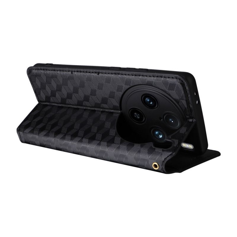 Lærdeksel Folio Deksel Vivo X100 Pro Mobildeksel Diamantmønster