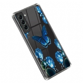 Deksel Til Samsung Galaxy S23 5G Blå Sommerfugler