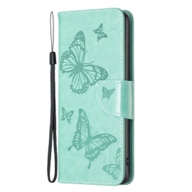 Folio Deksel Til iPhone 14 Pro Max Med Kjede Strappy Med Sommerfugler