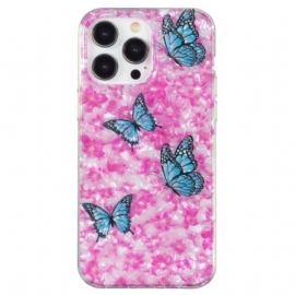 Deksel Til iPhone 15 Pro Blomster Og Sommerfugler