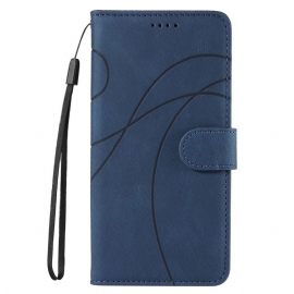 Folio Deksel Realme C55 Bølgede Linjer Med Snor Beskyttelse Deksel